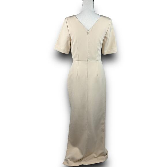 JS Collections Ashley Draped Column Gown Square Neck Special Event Champagne 4 - Picture 3 of 10